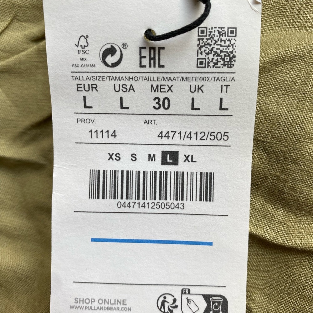 L/8 - 🇪🇸Women’s tie back linen crop top in khaki - Pull&Bear - New - Picture 5 of 8